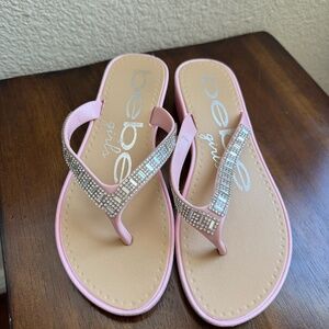 BeBe Girls Sandals Pink with Rhinestones Size 4-5